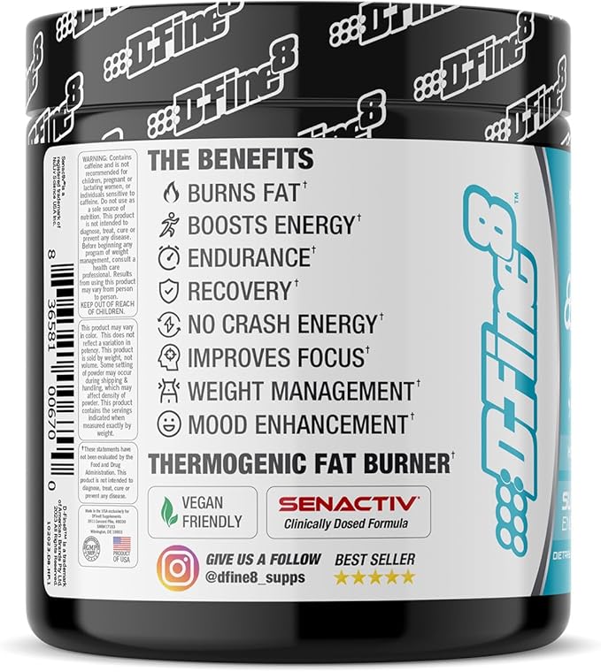 Thermogenic Pre-Workout Energy Powder & Shredding Supplement, Boost Energy Mood & Focus, Sugar Free, Contains Senactiv, Endurance, 300mg Caffeine, N-Acetyl-L-Tyrosine (Hawaiian Punch)