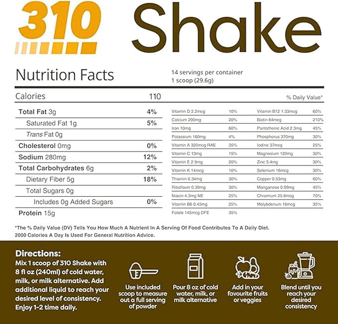 310 Nutrition All-In-One Meal Replacement Shake-Superfood Protein with Fiber, Probiotics & Adaptogens โ Low Carb, Vegan, Keto & Paleo Friendly -๐ญ๐ฐ ๐ฆ๐ฒ๐ฟ๐๐ถ๐ป๐ด๐ ๐๐ผ๐ฟ๐ฐ๐ต๐ฎ๐๐ฎ