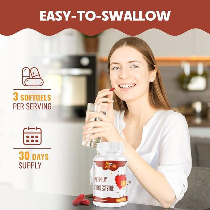 Cholesterol Supplements with Plant Sterols, Niacin, Red Yeast Rice, Citrus Bergamot, Garlic, Cholesterol Supplement Support Normal Cholesterol Levels, 180 Softgels