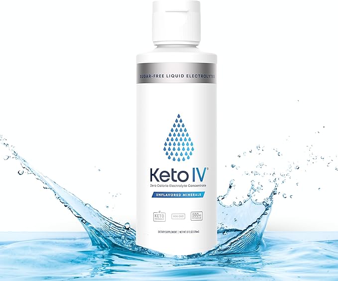 Keto IV Electrolyte Drops + High Potassium | No Leak Dropper Bottle | 500mg Potassium + Magnesium, Sodium & Zinc | Raw Mineral Flavor | 30 Servings