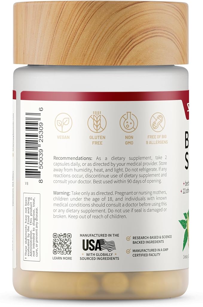 Snap Supplements Blood Sugar Blend with Berberine, CoQ10, Cinnamon, Alpha Lipoic Acid and Gymnema to Support Healthy Blood Sugar, Metabolic Health and Energy, Sugar Free, 60 Capsules, 2 Pack