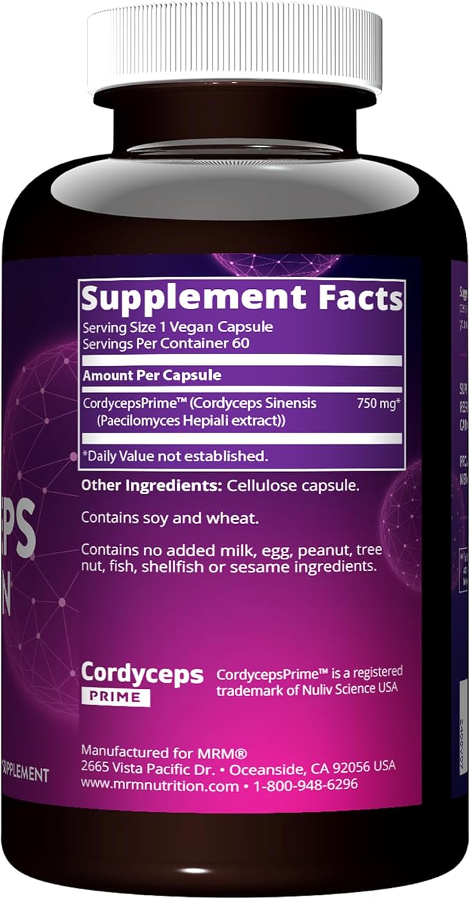MRM Nutrition Cordyceps | CS-4 Strain | Endurance | Adaptogens | Mushrooms | Energy + Endurance | Vegan | 60 Servings