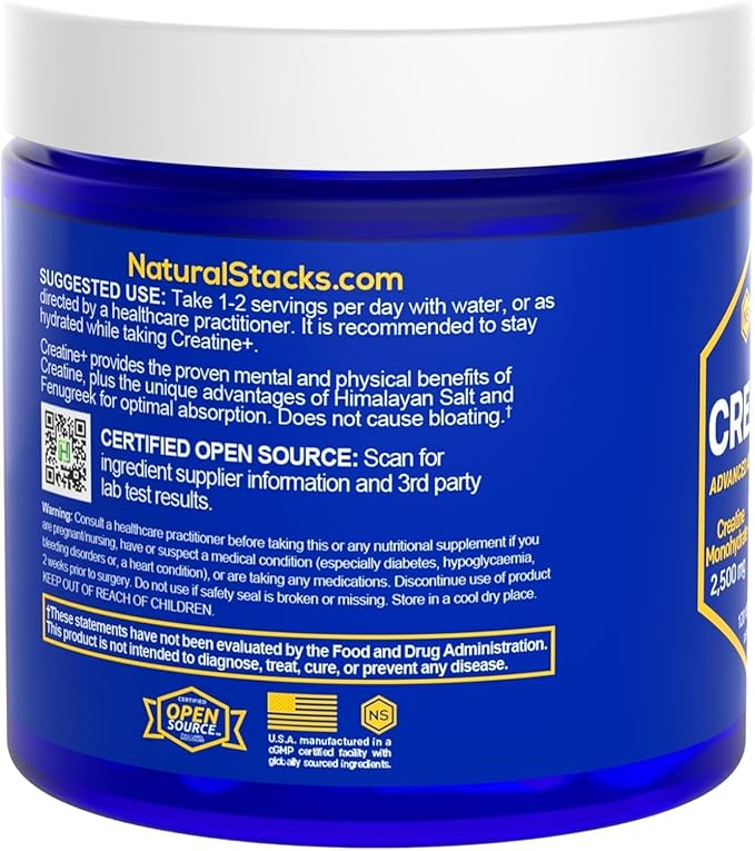 Creatine Monohydrate - 2500mg Creatine Pills - 450mg Fenugreek Extract & 250mg Himalayan Pink Salt - Supports Brain Health, Endurance & Muscle Building - Advanced Absorption Formula - 120 Capsules