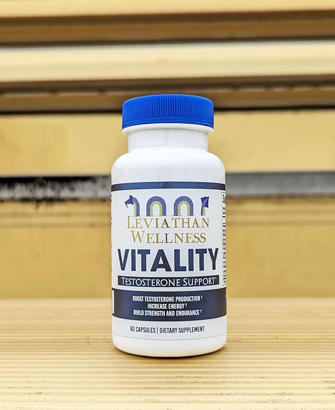 Vitality – Testosterone Support Formula | Fenugreek (500 mg), Fadogia Agrestis (300 mg), Shilajit, Tongkat Ali, Ginger, Ashwagandha | 60 Capsules, 30 Servings | Made in The USA