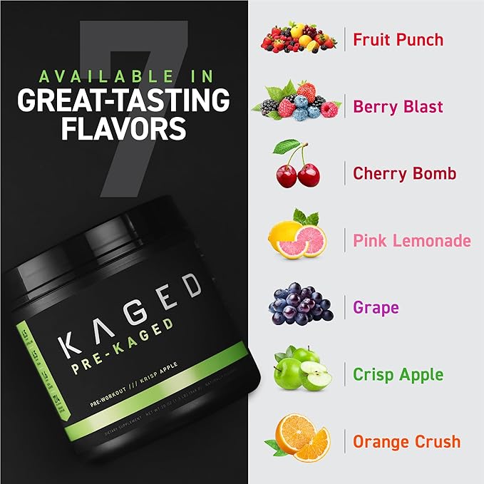Kaged Original Pre Workout Powder | Krisp Apple | Pre-Kaged | Formulated with Creatine, Beta Alanine, Pure Caffeine | 20 Servings