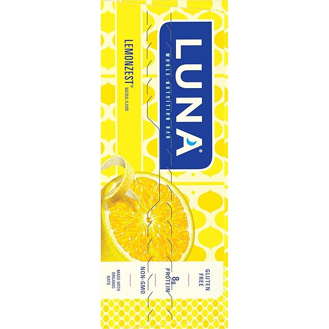 Clif Bar Luna Minis Energy Bar - Box of 12 1.69oz (48g) Bars (Lemon Zest)
