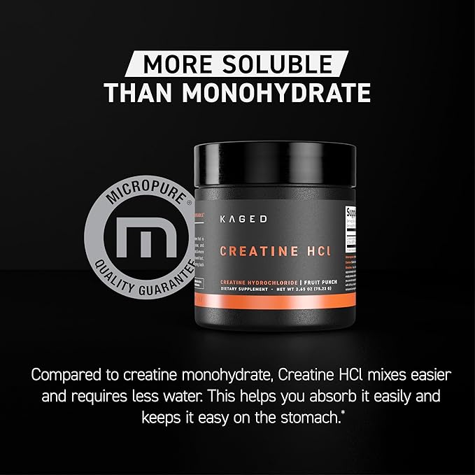 Kaged Creatine HCl Powder, Lemon Lime, Muscle Building and Recovery Supplement, Patented Formula, Highly Soluble Powder, 75 Servings