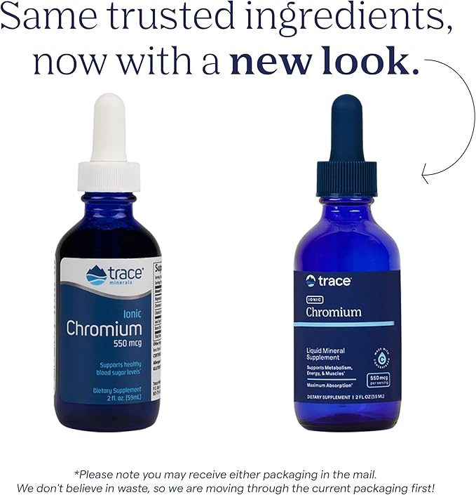 Trace Minerals Ionic Chromium 550 mcg - Dietary Supplement to Support Energy & Muscle Growth - Liquid Drop Supplement with Magnesium, Chromium, Chloride & More - 2 fl oz (About 48 Servings)