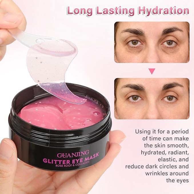Under Eye Mask (30 Pairs),Under Eye Patches for Dark Circles,Puffiness and Eye Fatigue,Shimmering Eye Masks with Hyaluronic Acid Niacinamide,For Women and Men, Anti-Aging Eye Masks (Pink)