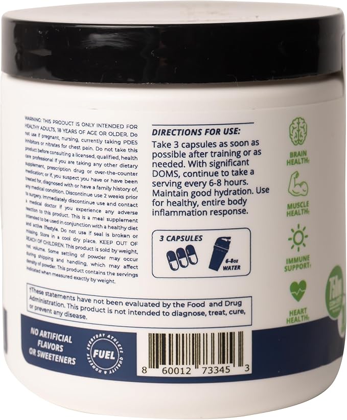 CREATINE HCl + Recovery Capsules for Men and Women, Muscle & Brain Health, Cognitive Function, Immune Support - 90 Vegetable Capsules