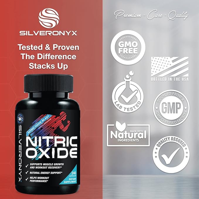Extra Strength Nitric Oxide Supplement 3X Strength L Arginine, Citrulline Malate, AAKG, Beta Alanine - Premium Muscle Supporting Nitric Booster - Natural Energy & Heart Health Support - 240 Capsules