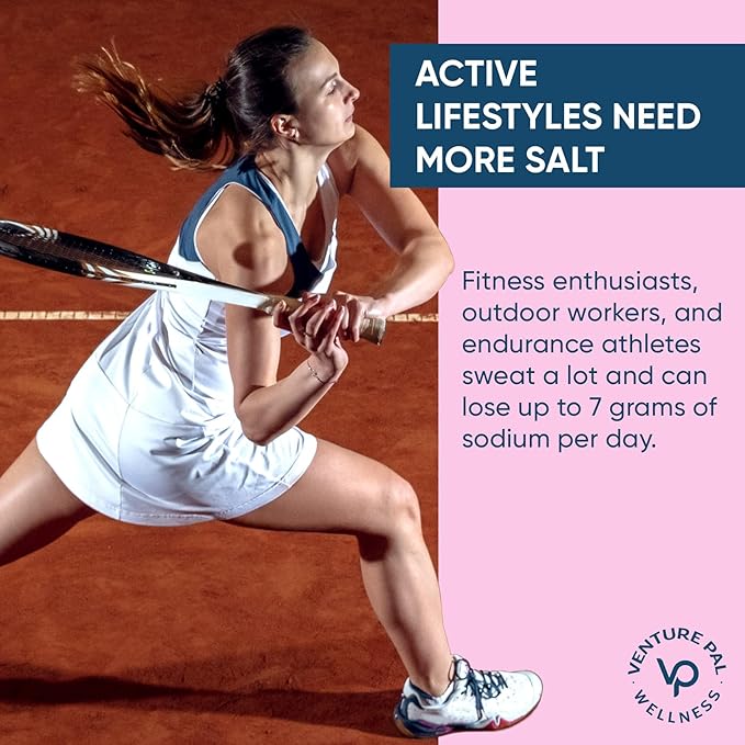 Venture Pal High Sodium Sugar-Free Electrolyte Powder Packets - Hydration Packets with Sodium, Potassium & Magnesium | Zero Calories | Vegan, Keto, and Paleo Friendly | 30 Sticks