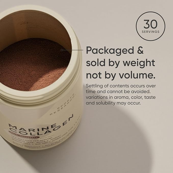 Sports Research Marine Collagen Peptides - Beauty Collagen Supplement for Women & Men - Post Workout Recovery Protein Powder with Vital Amino Acids for Hair, Skin, & Joint Support (Dark Chocolate)