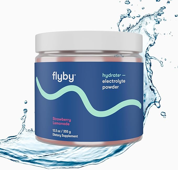 Flyby Electrolyte Powder - Strawberry Lemonade | contains Potassium, Aquamin™ Calcium & Magnesium, Sea Salt Sodium, Full Spectrum 72 Trace Minerals | Electrolytes Recovery | Non-GMO | Gluten-Free