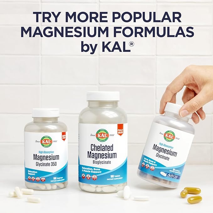KAL Magnesium Orotate 200 mg, Superior Absorption Formula, Chelated Magnesium for Healthy Bones, Teeth, Nerve and Muscle Function, Vegetarian, Non-GMO, Gluten Free, 30 Servings, 120 VegCaps