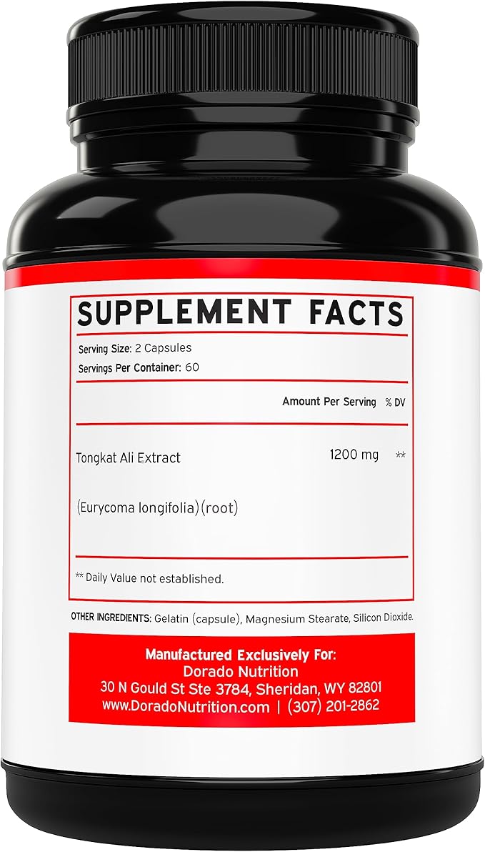 Tongkat Ali For Men (Longjack) Eurycoma Longifolia Extract 1200mg Per Serving, 120 Capsules - Longjack Tongkat Ali for Men's Health & Vitality Support - Third Party Tested, USA Made & Non-GMO