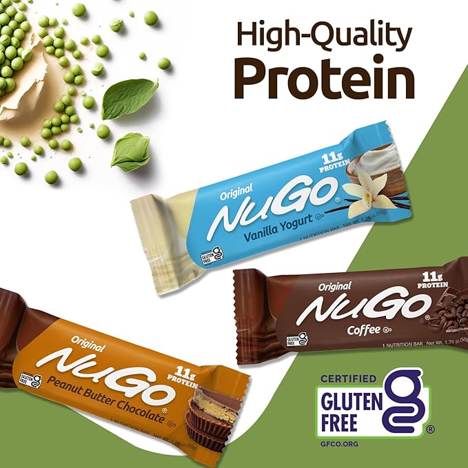 NuGo Protein Bar, Chocolate, 11g Protein, Gluten Free, 15 Count