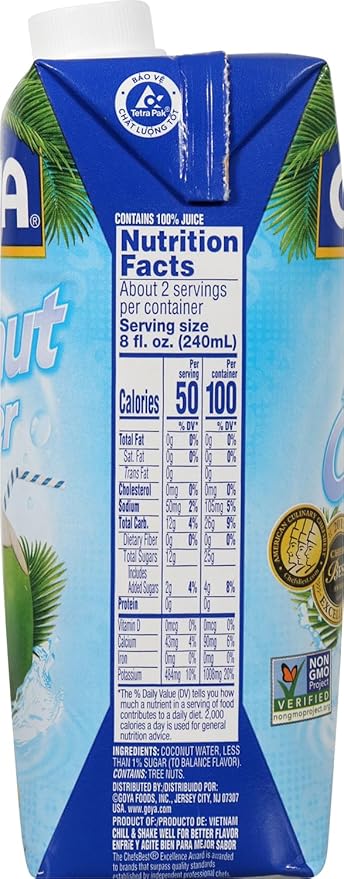 Goya Foods Pure Coconut Water, 16.9 Fl Oz (Pack of 24)