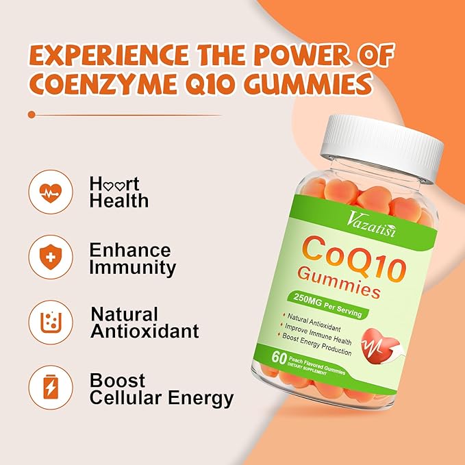 2 Pack CoQ10 Gummies, Plus Omega-3, Magnesium, Vitamin B12 for Brain & Antioxidant, 5X Better Absorption Coenzyme Q10 Supplement - 120 Cts