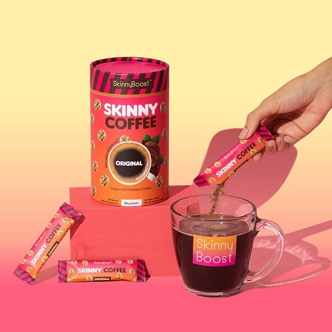 Skinny Boost Instant Skinny Coffee Sticks (Vanilla) - Made with Arabica Coffee Beans, Garcinia Cambogia, Green Tea Extract, B Vitamins, Fiber and Prebiotics –Sugar Free-Keto Friendly (28 Packets)