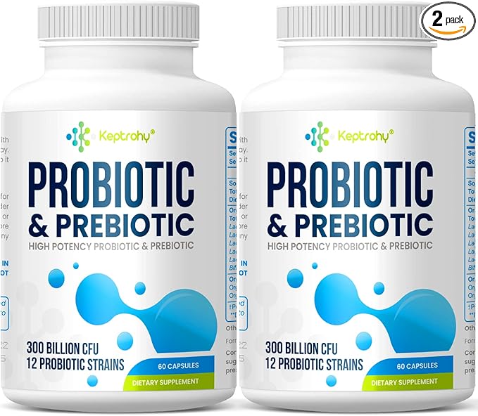 Probiotics for Women & Men, 300 Billion CFU Probiotics from 12 Strains + Organic Prebiotics Blend for Daily Digestive, Immune, Gut, Bloating, Gut Health for Women & Men, Shelf Stable - 120 Capsules