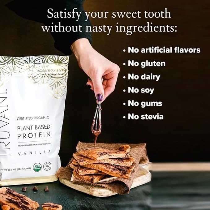 Truvani Vegan Protein Powder | Vanilla | 20g Organic Plant Based Protein | 18 Servings | Keto | Gluten & Dairy Free | Low Carb | No Added Sugar