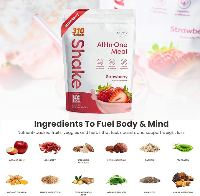 310 Nutrition All-In-One Meal Replacement Shake-Superfood Protein with Fiber, Probiotics & Adaptogens โ Low Carb, Vegan, Keto & Paleo Friendly - ๐ฎ๐ด ๐ฆ๐ฒ๐ฟ๐๐ถ๐ป๐ด๐ ๐ฆ๐๐ฟ๐ฎ๐๐ฏ๐ฒ๐ฟ๐ฟ๐