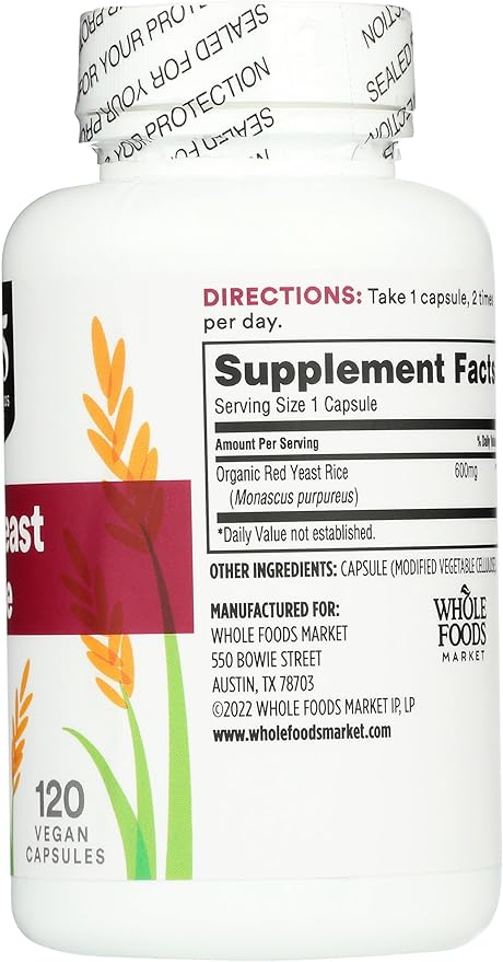Whole Foods Market, Red Yeast Rice 600mg, 120 CT