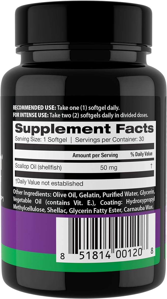 Daiwa Brain Health Supplement for Adults - Plasmalogen Focus Supplement for Memory and Concentration - Cognitive Brain Booster with 50mg of Hokkaido Scallop Oil Plasmalogen (HSOP) - 30/ct