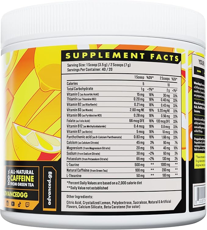 Advanced Energy - Energy Boosting Formula with Electrolytes for Hydration - L-Theanine to Combat Jitters - Sugar Free & Keto Friendly - No Maltodextrin (40 Servings) (Mango Lemonade)