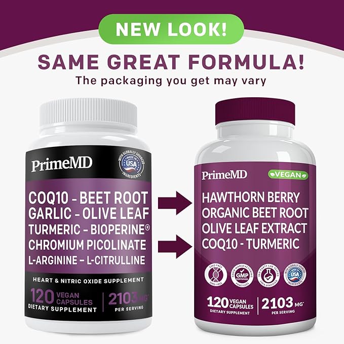 26-in-1 Nitric Oxide Supplement - Heart & Circulation Support with CoQ10, Turmeric, Organic Beet Root, Hawthorn Berry & Garlic - 2103mg per Serving (120ct, Pack of 2)