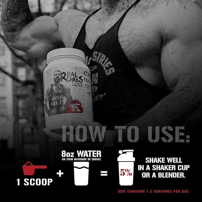 5% Nutrition Rich Piana Real Carbs Rice with Real Food Complex Carbohydrates, Long-Lasting Low Glycemic Energy for Pre-Workout/Post-Workout Recovery Meal, 3.5 lb, 40 Servings (Cocoa Heaven)