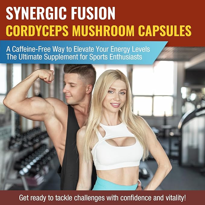 Cordyceps Mushroom Capsules - Immune & Energy Support Supplement with Cordyceps Militaris, Maca Root, Ginseng, Rhodiola, Mushroom Supplement for Endurance, Stamina, Athletic Performance, 60 Capsules