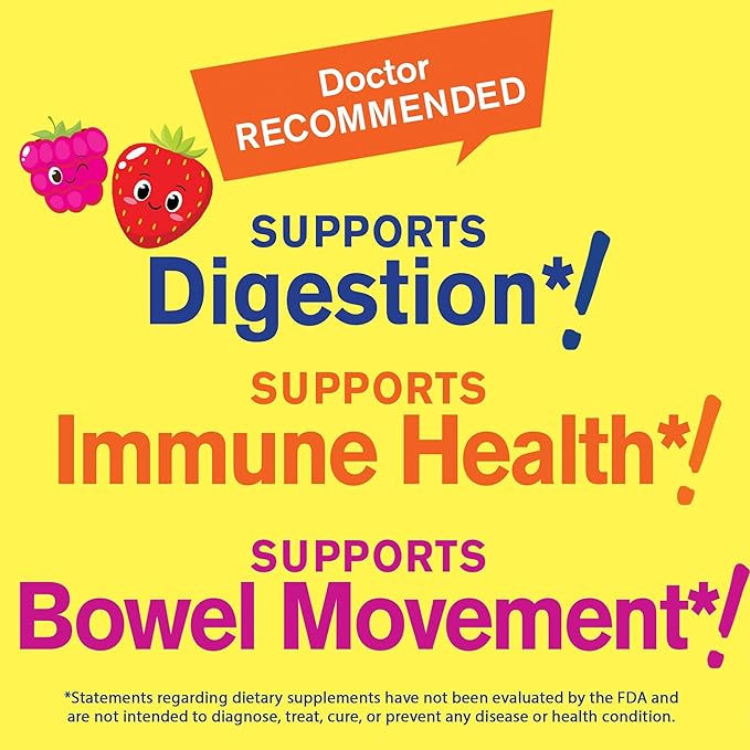 Sugar Free Fiber Gummies for Kids (4g)| Digestive Supprt |Prebiotic Fiber Supplement | 60 Count