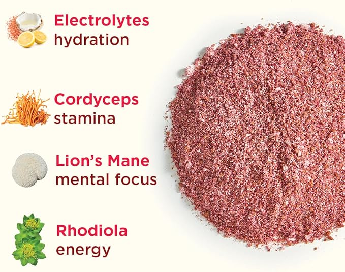 Rasa Raspberry Hibiscus Hydration | Organic Boosted Iced Tea with Adaptogens and Mushrooms | Gluten-Free, Premium Electrolyte Powder Drink Mix, Refreshing Hydration (6 oz / 24 Servings)