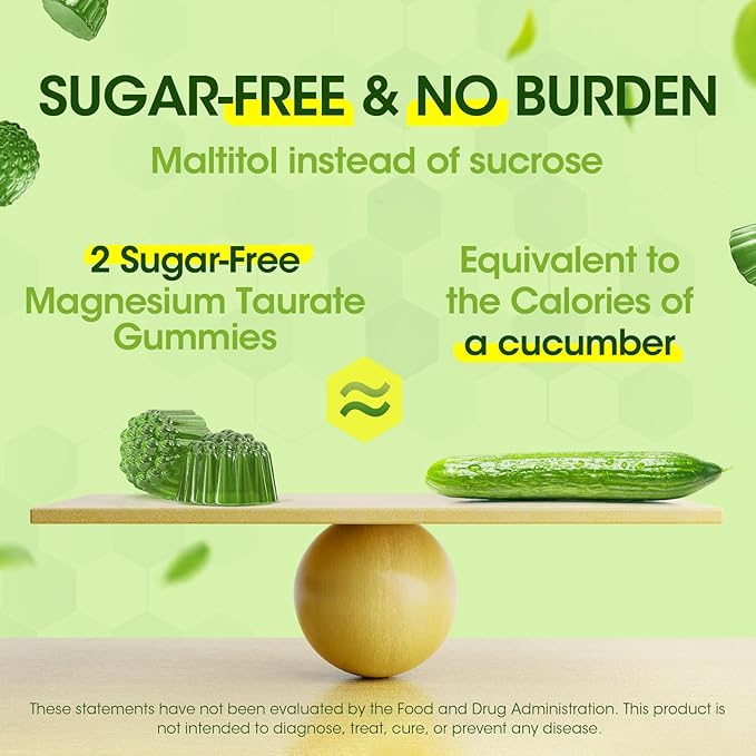 Magnesium Taurate Gummies, 13-in-1 Complex - Beetroot, Alpha Lipoic Acid, Cinnamon, Heart Support, Good Sleep, Sugar Free, High Absorption Magnesium Supplement, Matcha Flavor, 90 Gummies