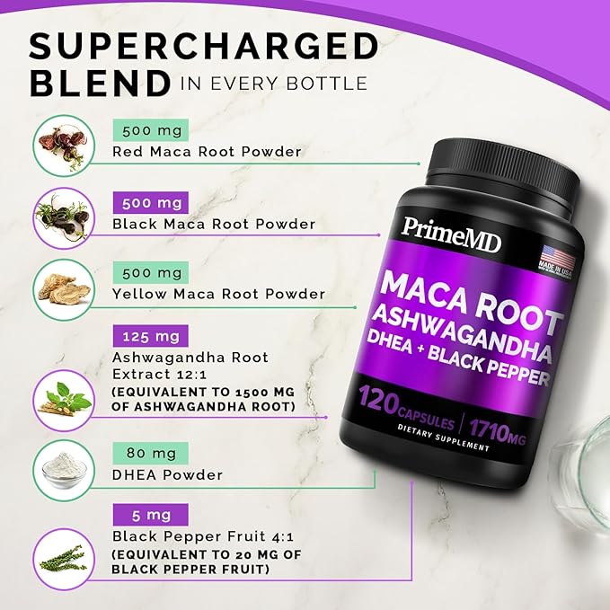 5-in-1 Ceylon Cinnamon w Apple Cider Vinegar, Turmeric, & Ginseng Root (120ct) & 6-in-1 Maca Root Ashwagandha w DHEA & Black Pepper Fruit (120ct) Bundle - Energy, Mood, & Immune Support Supplement