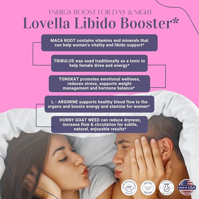Hornygoatweed Women - Libido Booster for Women, Mood, Energy & Hormone Balance for Women w. Maca Root - Female Libido Booster w. Ginseng - Libido Supplement for Women w. Tribulus terrestris -60ct USA