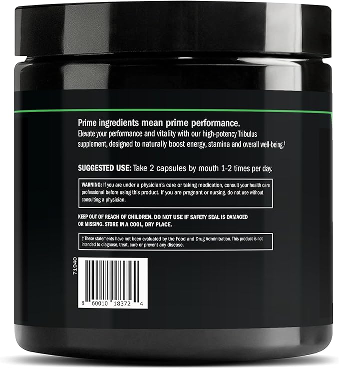 Prime Labs Tribulus Terrestris for Men 1300mg - Enhanced with 95% Saponins - Energy, Vitality, Strength - 120 Count
