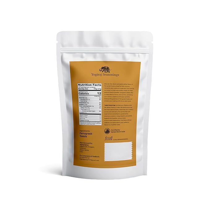 Yogiraj Seasonings Fenugreek Seeds, 7 oz, Whole Methi Seeds | Non-GMO & Gluten Free | 100% Natural Fenugreek Gluten Free & Non-Irradiated | Great for Indian Curry Seasonings