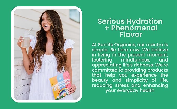 SunLife Organics Hydration & Beauty Powder - Citrus Rush - Electrolyte Drink Mix | Daily Vitamins and Minerals - Magnesium, Vitamin C, and Niacin | Non-GMO | 60 Servings