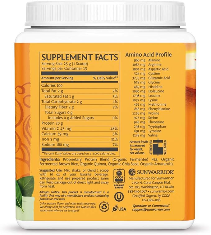 Clean Vegan Protein Powder Unflavored | Organic Protein Powder Plant Based Formula with 5 Superfood Blend Sprouted & Fermented | Non-GMO Low Carb Soy Dairy & Gluten Free (Unflavored, 15 Servings)