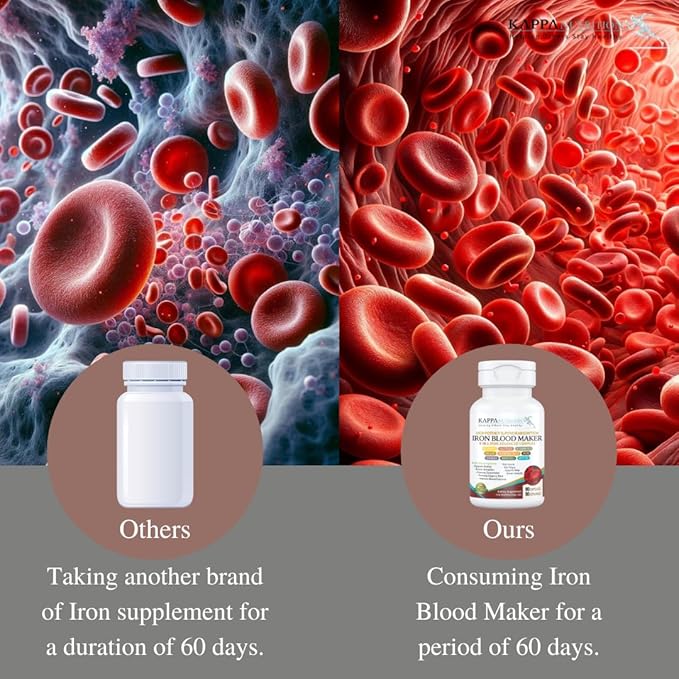KAPPA NUTRITION Iron 26mg, Vitamin C & Orange 150mg, Folate 667mcg DFE, Vitamin B12, Beetroot, Brewers Yeast, Broccoli & MCT Oil 9 in 1 Advanced Complex (90 Capsules)