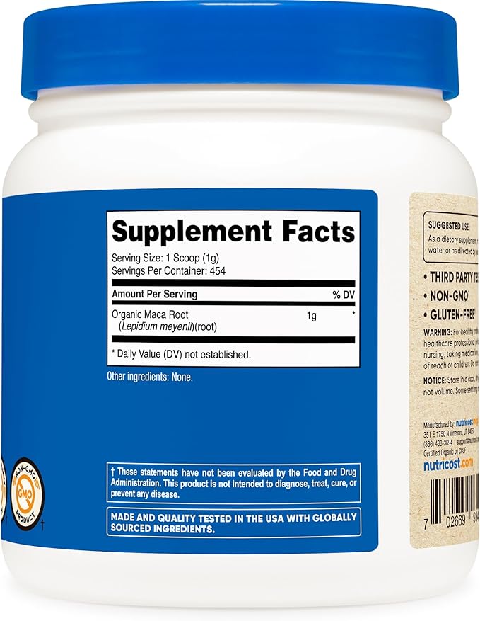 Nutricost Organic Maca Root Powder (1 LB)