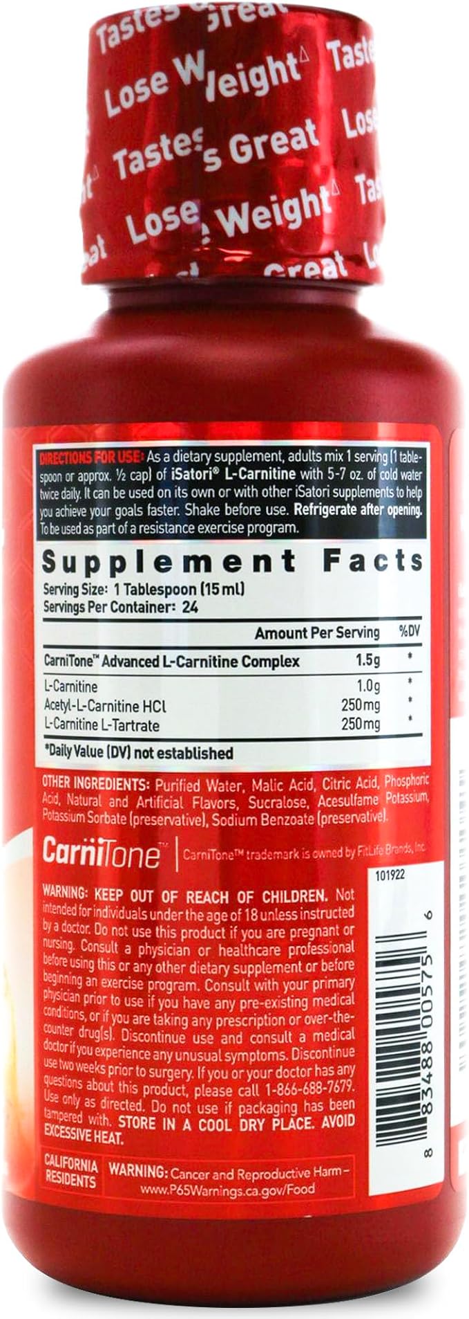 iSatori L-Carnitine 1500, Triple-Blend Liquid L Carnitine Supplement, with Acetyl & Tartrate, Stimulant Free Energy, No Calories, Sugar or Gluten, Keto-Friendly, Pink Lemonade (24 Servings)