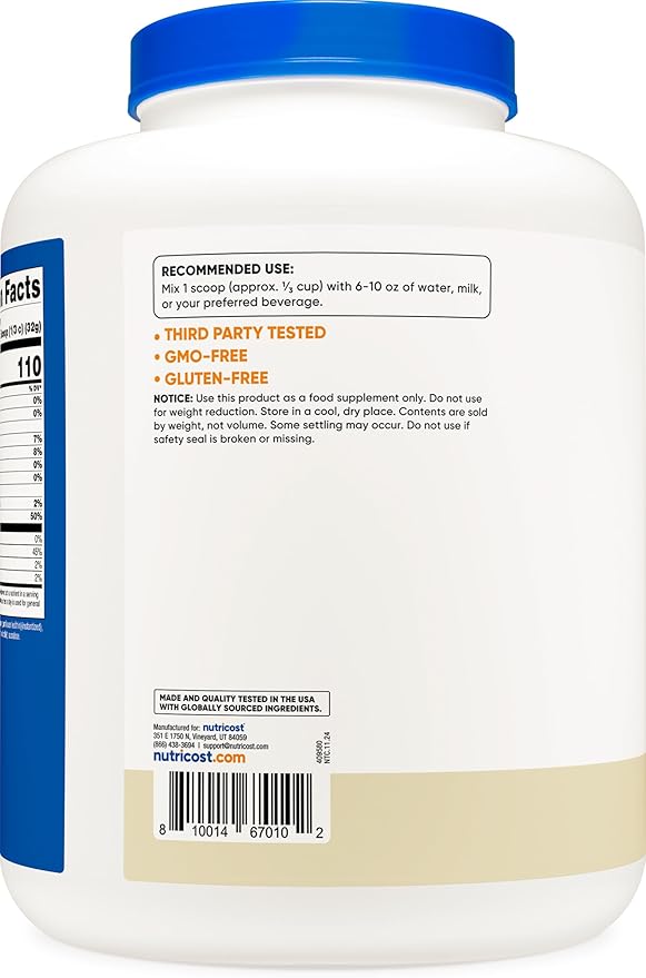 Nutricost Casein Protein Powder 5lb Vanilla - Micellar Casein, Gluten Free, Non-GMO