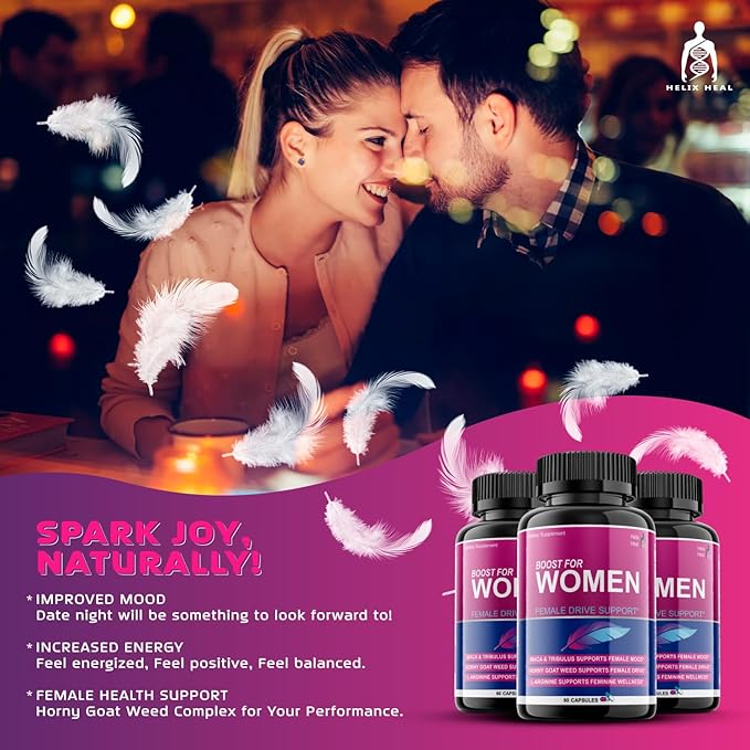 Libido Booster for Women Fast Acting with Horny Goat Weed - Female Desire Pills with Maca Root, Tribulus Terrestris, Ginseng and Hornygoatweed Women - Hormone Balance, Made in USA (60 ct)