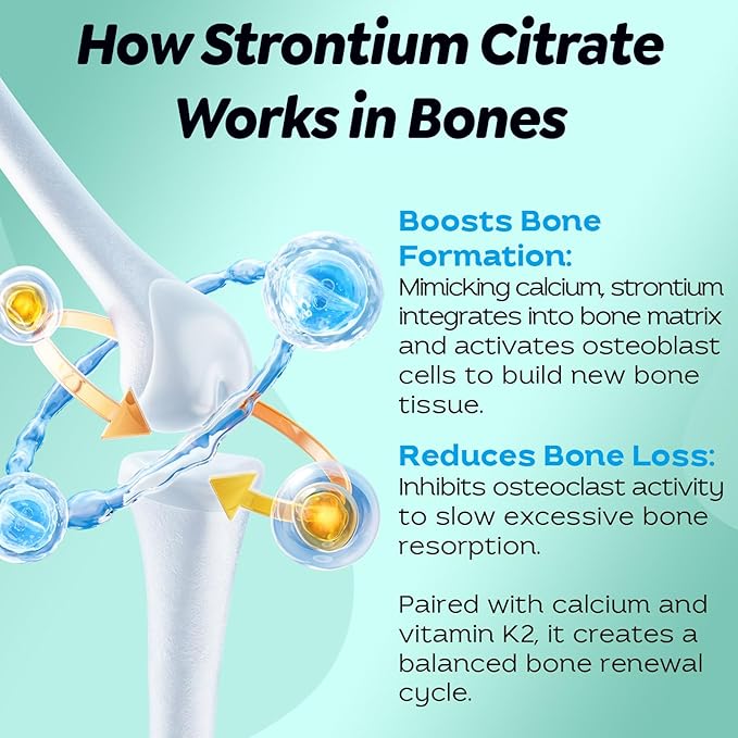Liposomal Strontium Citrate 680mg–Advanced Bone Density & Joint Support Formula with Calcium, Vitamin K2 (MK-7), Magnesium & Herbal Bone Blend–Natural Citrus Flavor–120 Softgels
