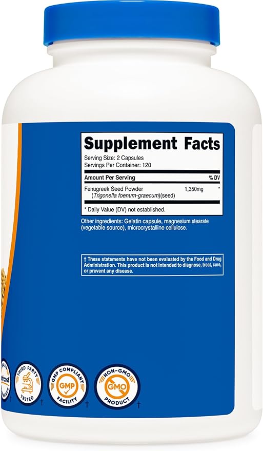 Nutricost Fenugreek Seed 1350mg, 240 Capsules (3 Bottles) - Gluten Free, Non-GMO