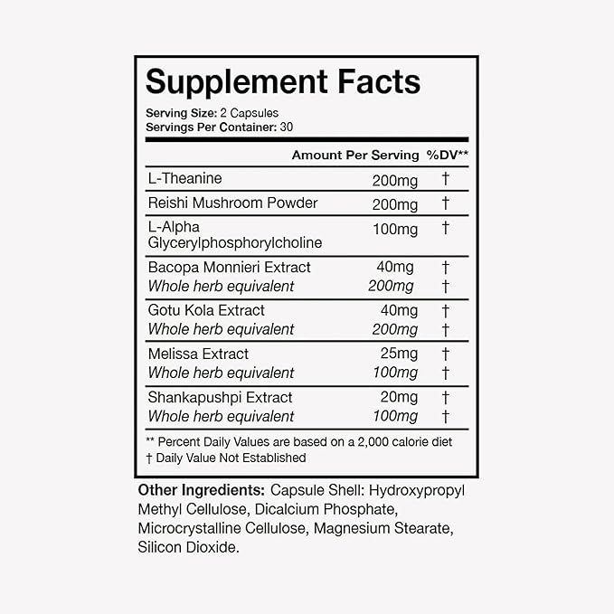 Terra Health Essentials NOOFOCUS - Nootropics Brain Support Supplement with Adaptogenic Mushrooms, Alpha-GPC, Gotu Kola, L-Theanine for Focus & Memory - All Natural, 30 Day Supply